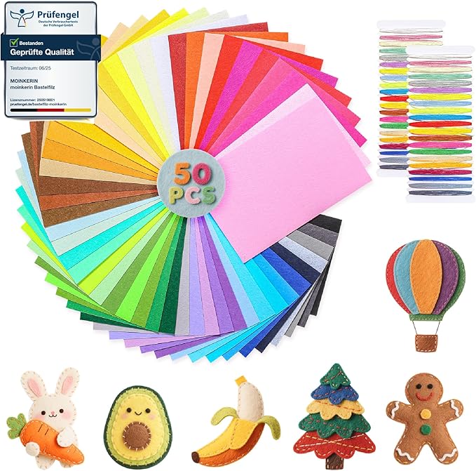 moinkerin 50Pcs Felt Sheets for Crafts