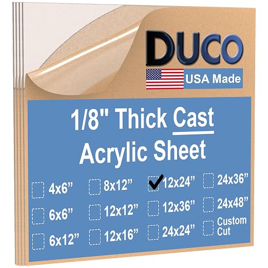 Duco Clear Cast Acrylic Sheets 1/8" Thick 12" x 24"