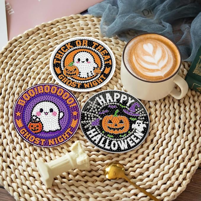 Gemozaic 8PCS Halloween Diamond Art Coasters Kit