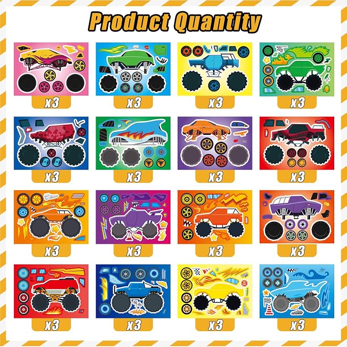 48 Sheets Create Monster Truck of Dreams Stickers, Make Your Own Stickers