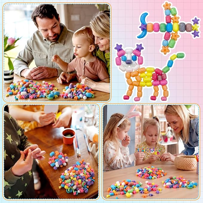 Junkin 1000 Pcs Magic Noodles Foam Crafts Puffs Corn Crafts Arts Kit Bulk Cross