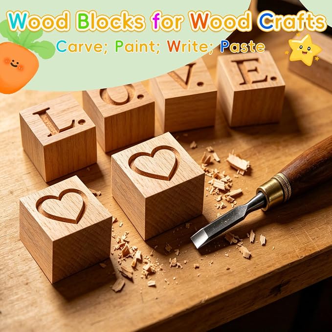 Cheardia 30 Pack 2 Inch Wooden Blocks