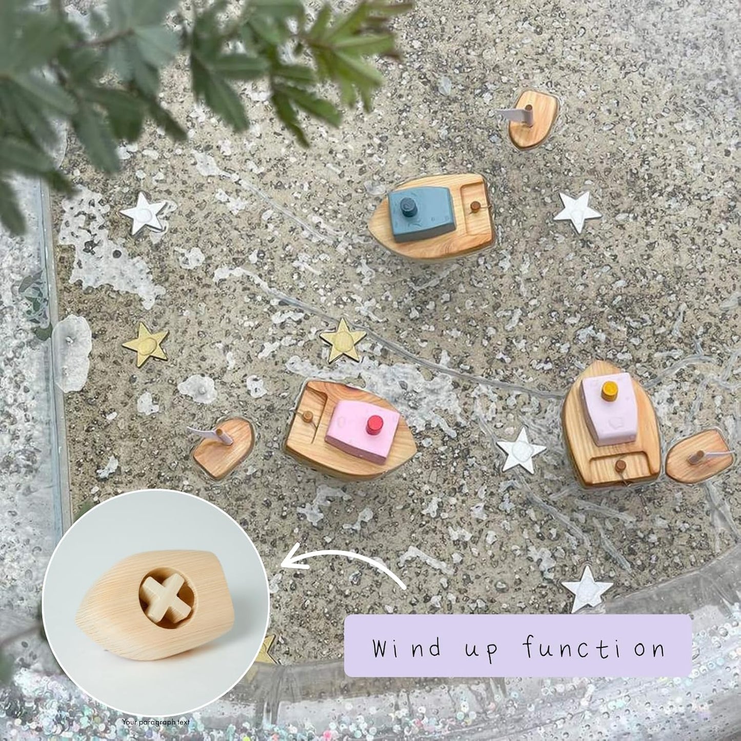 kiko+ Ofune Wind-Up Wooden Toy Boat| Made with Japanese Hinoki Cypress | Minimalist Wind-Up Toy for Kids (Pink)