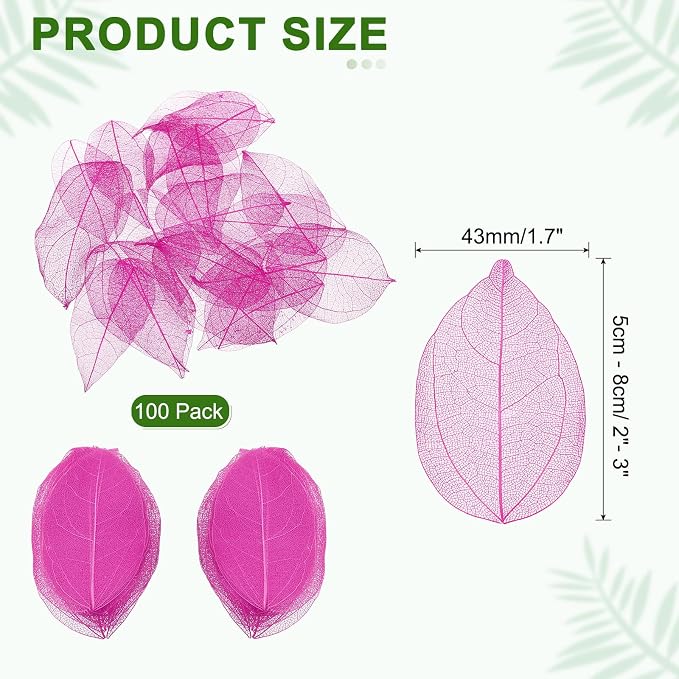 uxcell 100 Pcs Dark Rose Red Skeleton Leaves