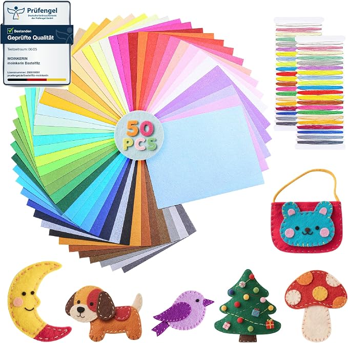 moinkerin 50Pcs Felt Sheets for Crafts
