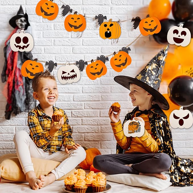 50 PCS Pumpkin Wood Cutouts Unfinished Fall Wooden Cutouts Blank Pumpkin Wood