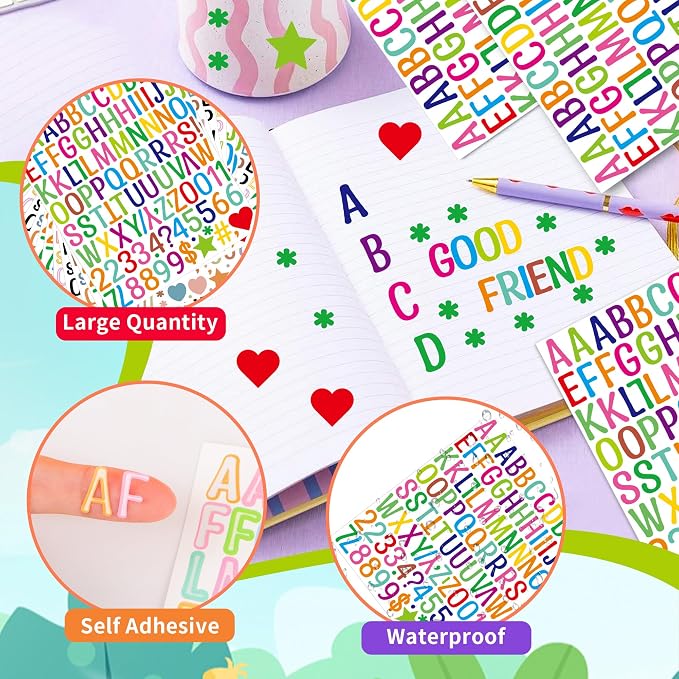 Letter Stickers 1 inch, Self-Adhesive Vinyl Waterproof ABC Letter Stickers