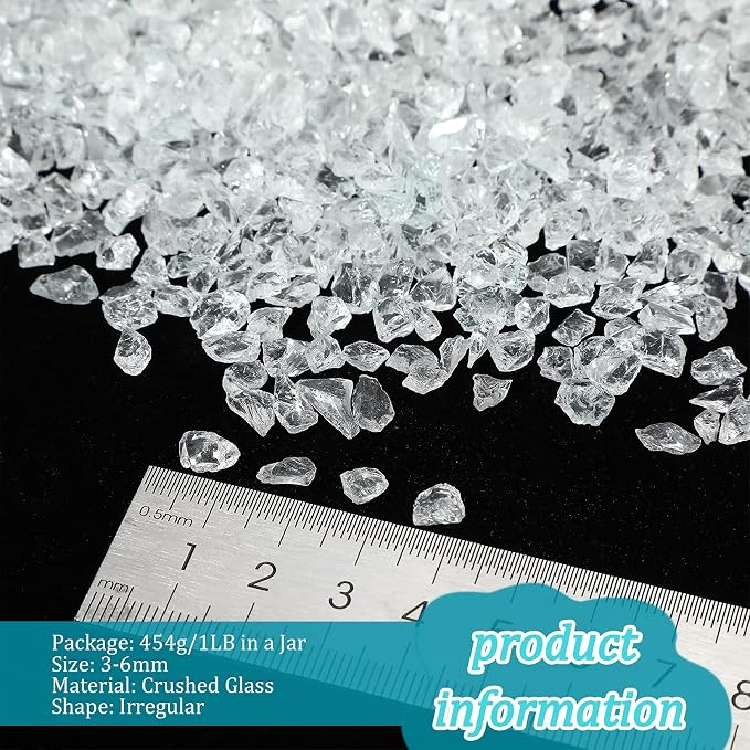 1.5 lb Glass Gravel Stone 3-6 mm Glitter Gravel Stone Luster Reflective