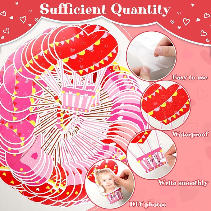 60pcs Valentine's Day Theme DIY Cutouts Hot Air Balloon Bulletin Board