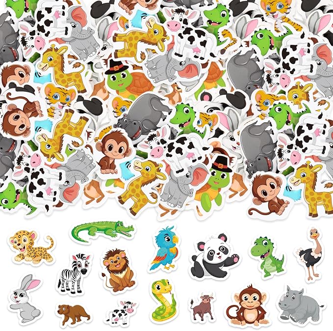 300Pcs Animals Foam Stickers, Self-Adhesive Cartoon Forest Animals Foam Reward