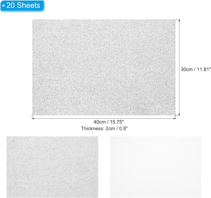 PATIKIL 20 Sheets 2mm Glitter Foam Sheet