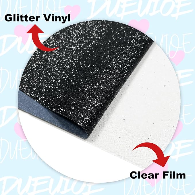 DUEUIOE Black Glitter HTV Heat Transfer Vinyl Roll