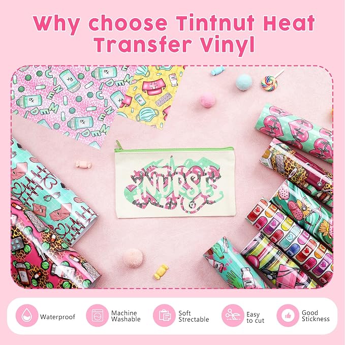 Tintnut Nurse Theme Heat Transfer Vinyl, 10 Sheets 12×10in Iron on Vinyl |