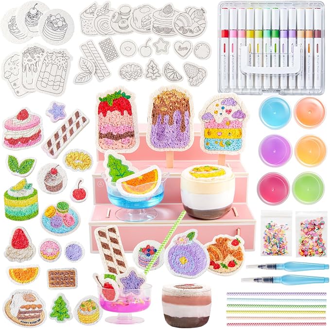 Shuttle Art 105 Pcs Magic Foam Texture Painting Kit Dessert Series: 24 Dessert