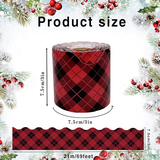 69 Ft Valentine's Day Bulletin Board Borders, Buffalo Plaid Bulletin Board