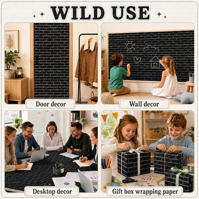 Black Brick Bulletin Board Roll Non-Woven Fabric Poster 16in X 12ft | Back to