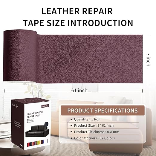 Leather Repair Patch Tape, Car Seat, Vinyl Leather Repair Kit