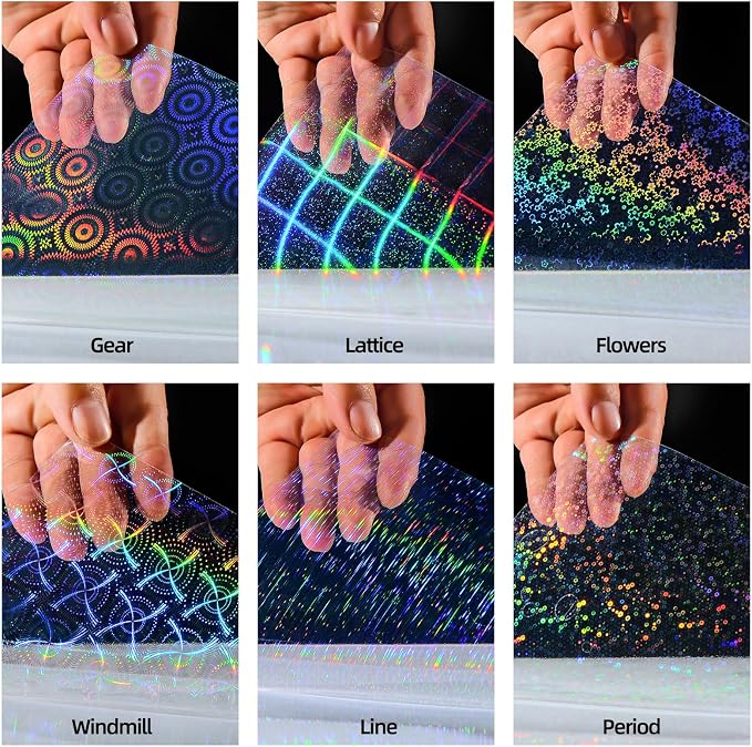 36 Sheets Holographic Laminate Sheets 8.5x11 Inch Self Adhesive 6 Patterns |