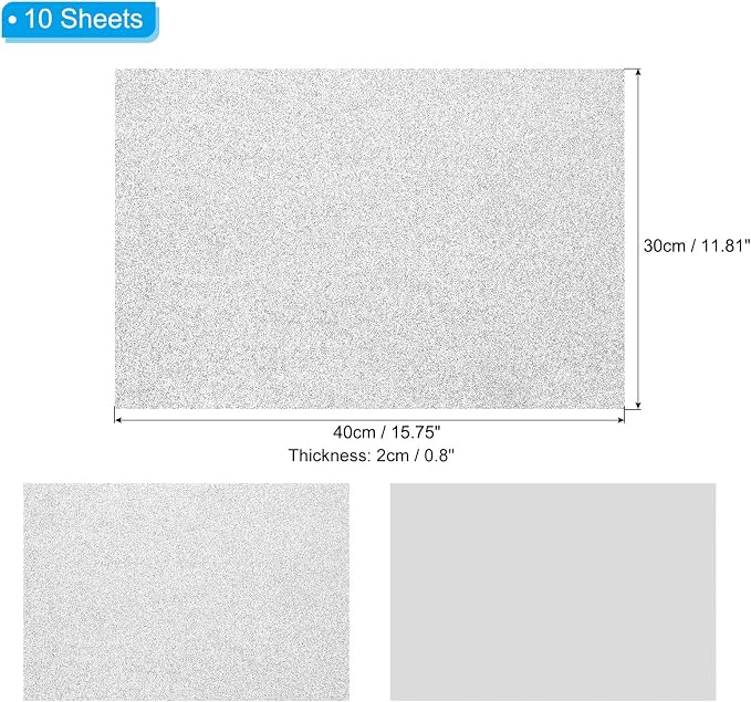 PATIKIL Silver Shiny EVA Glitter Foam Sheet 16x12 Inch 2mm Thick