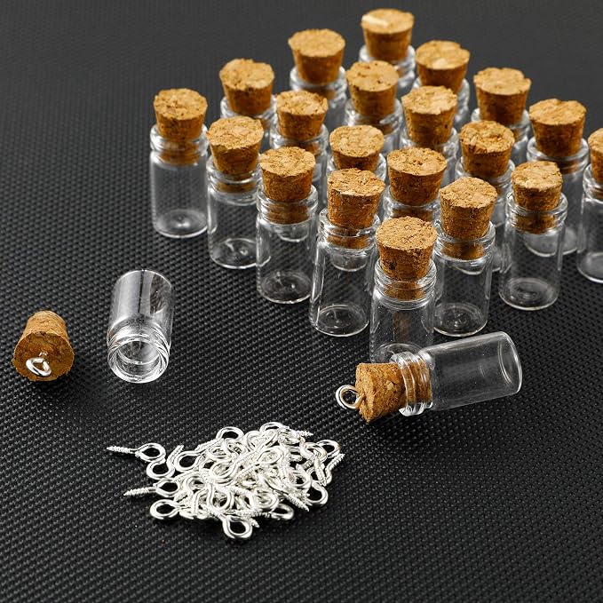 Yungyan 50 Pieces Small Mini Glass Bottles Jars