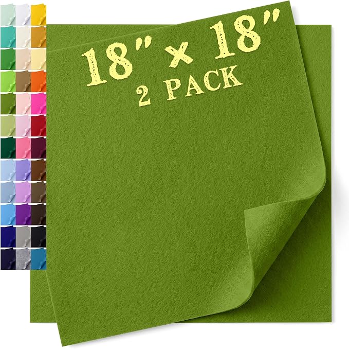 Felt Fabric Sheet 18 x 18 Inch, 1.6mm Thick | Soft and Flexible Nonwoven