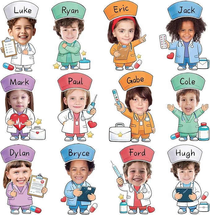 60pcs Nurse Theme DIY Cutouts Healthcare Bulletin Board Decorations Set Doctor