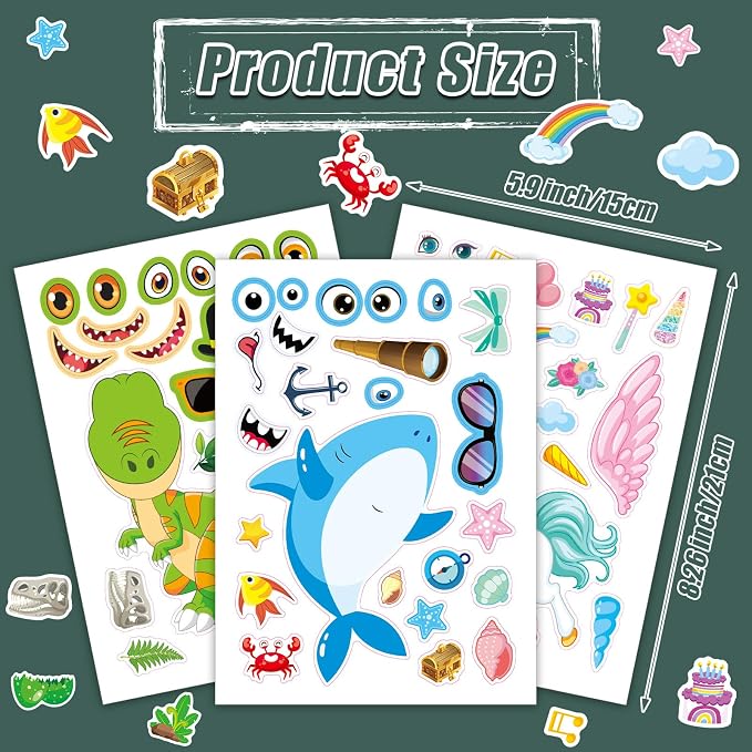 48 Sheets Create Funny Mixed Animals Stickers, Make a Face Stickers