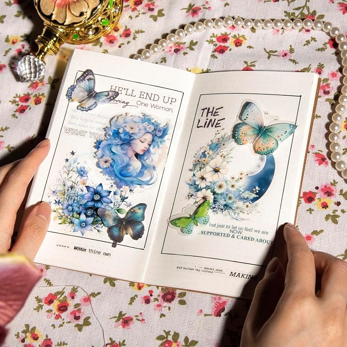 120Pcs Fantasy Moon Flower Scrapbook Stickers