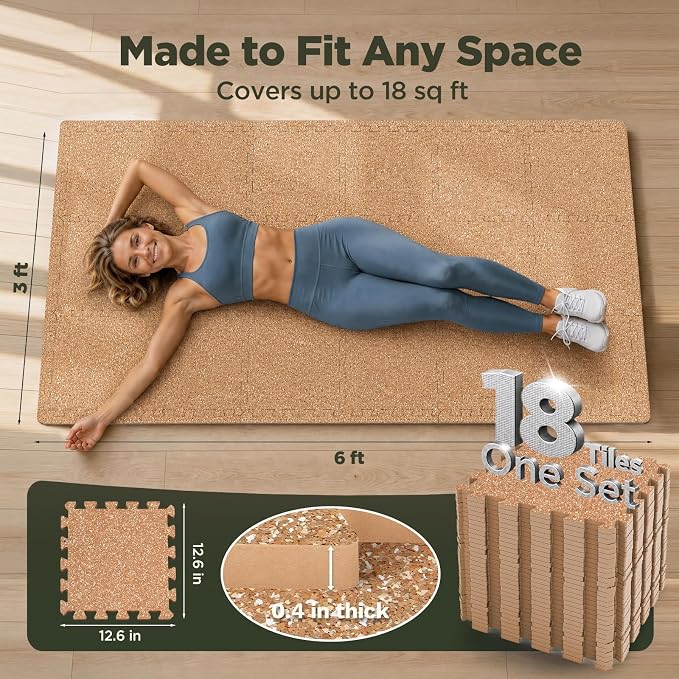 AIRHOP 18 PCS Gym Floor Mat, EVA Foam Puzzle Gym Mat, High-Density Interlocking