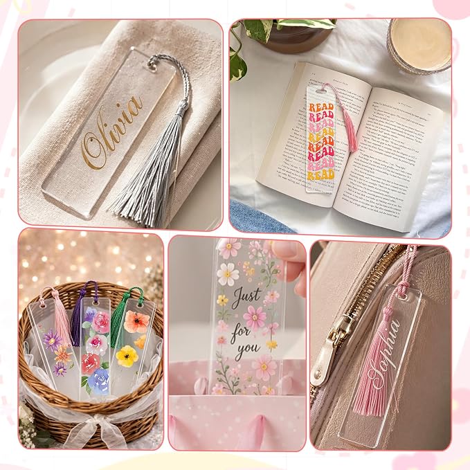 90Pcs Acrylic Bookmark Blanks Kit-30 Set Clear Acrylic Bookmarks 6" x 1.6"
