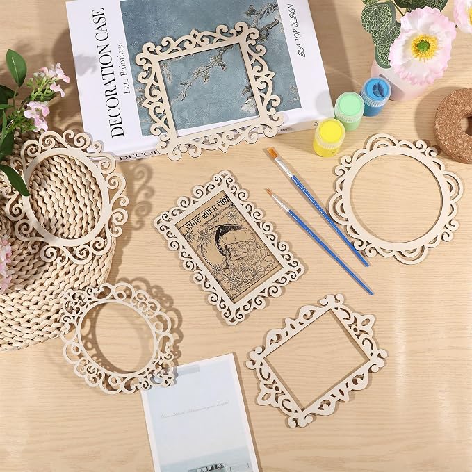 FREEBLOSS 28Pcs Unfinished Wood Picture Frames DIY Wood Frames