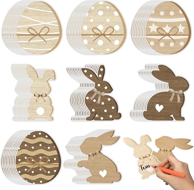 Funrous 80 Pcs Easter Paper Cutouts Farmhouse Rustic Bunny Egg Cutouts Easter