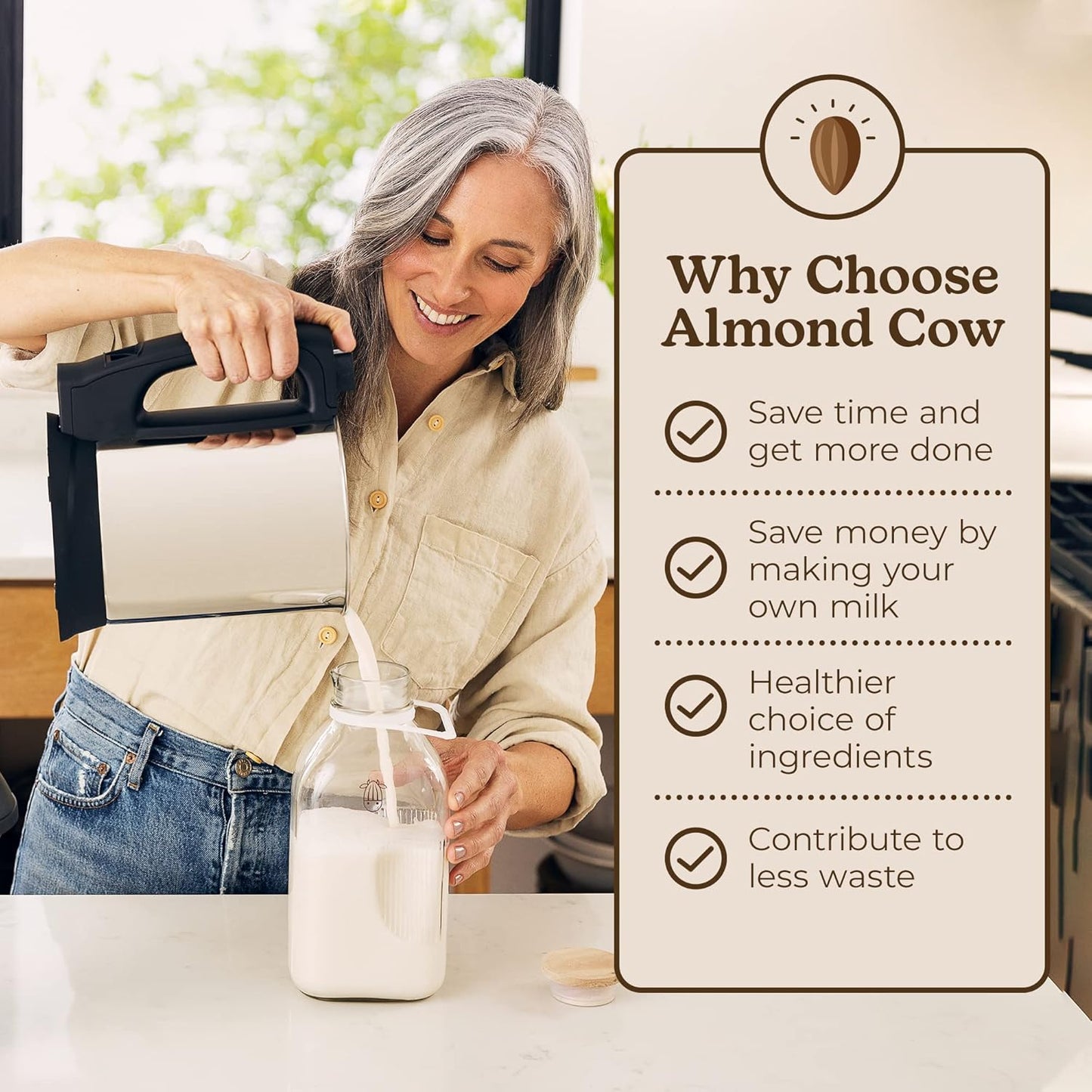 Almond Cow - Milk Jug Brushes for Cleaning, Premium Cleaner With Angled Design for Bottles, Multipurpose Cleaning Brushes for Household Use, 13-Inch Long Handle Scrub Brush