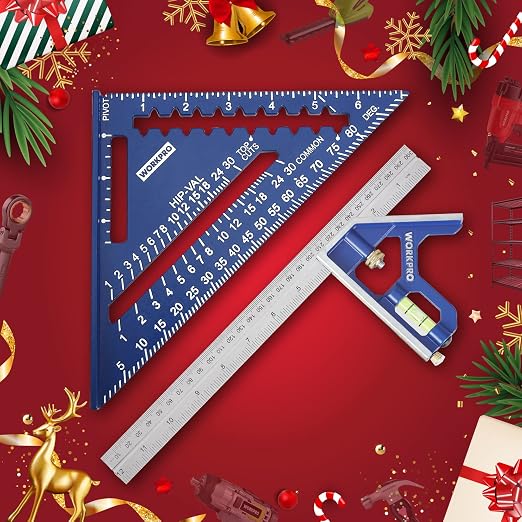 WORKPRO Aluminum Alloy Carpenter Square and Zinc-Alloy Square Ruler Set - 7 in.
