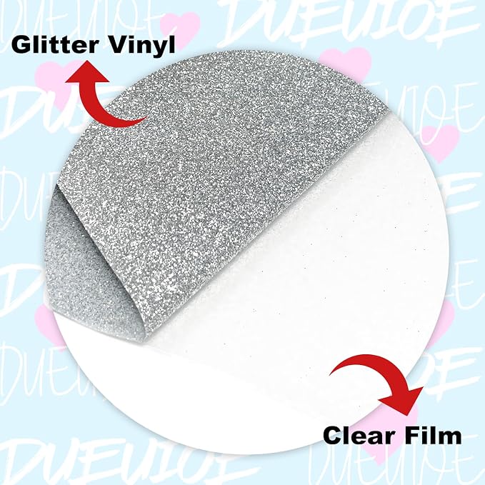 DUEUIOE Silver Glitter HTV Heat Transfer Vinyl Roll