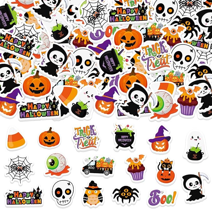 300Pcs Halloween Foam Stickers, Self-Adhesive Ghost Pumpkin Spider Stickers