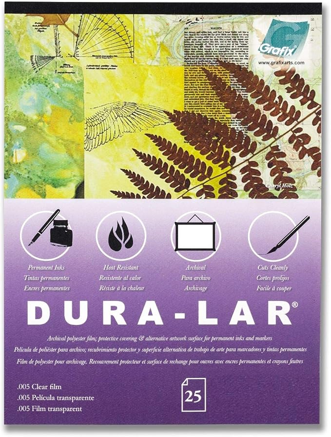 Grafix Dura-Lar 0.005" Film, Ultra Clear Glossy 14"x17" Sheet, Mylar/Acetate