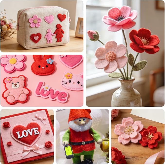 Catephe 24 Pcs Red Felt Fabric Sheets, 8 Inch X 12 Inch 1mm Craft Felt