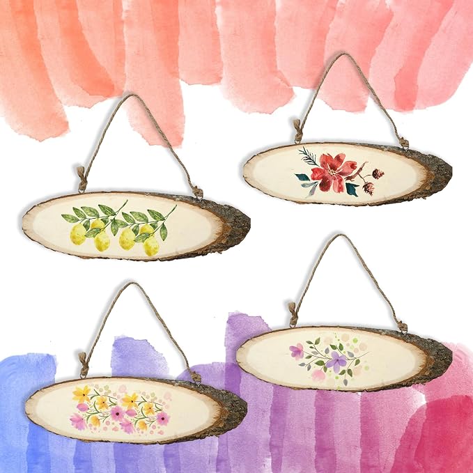 6Pcs Oval Basswood Hanging Plaques12-14 Unfinished Wood