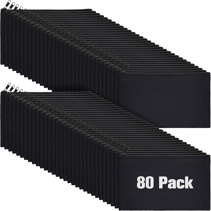 Reginary 80 Pack Canvas Zipper Makeup Bags Bulk Pencil Pouches Blank DIY Craft