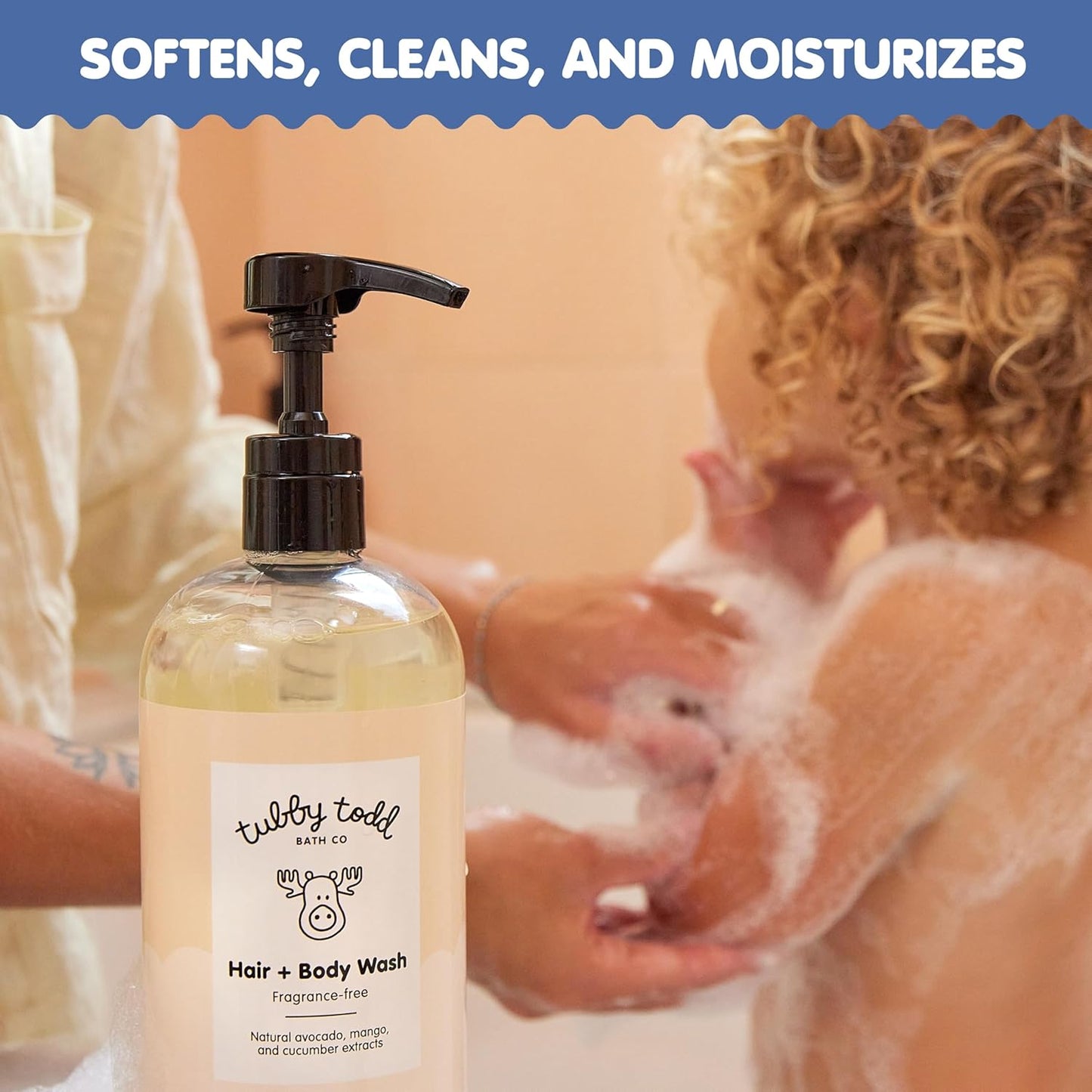 TUBBY TODD Hair + Body Wash - Baby Shampoo and Body Wash - Gentle, Natural Baby Was for Newborns, Babies, and Toddlers - Non-Toxic and Hypoallergenic - Lavender Rosemary, 2 Pack, 8.5oz & 25oz