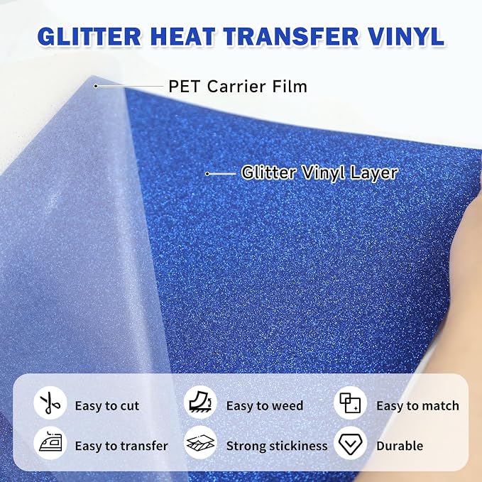 TUMIYA Blue Glitter Heat Transfer Vinyl HTV Roll