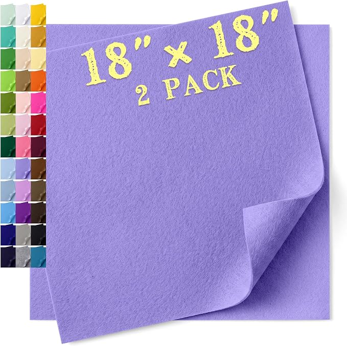 Felt Fabric Sheet 18 x 18 Inch, 1.6mm Thick | Soft and Flexible Nonwoven