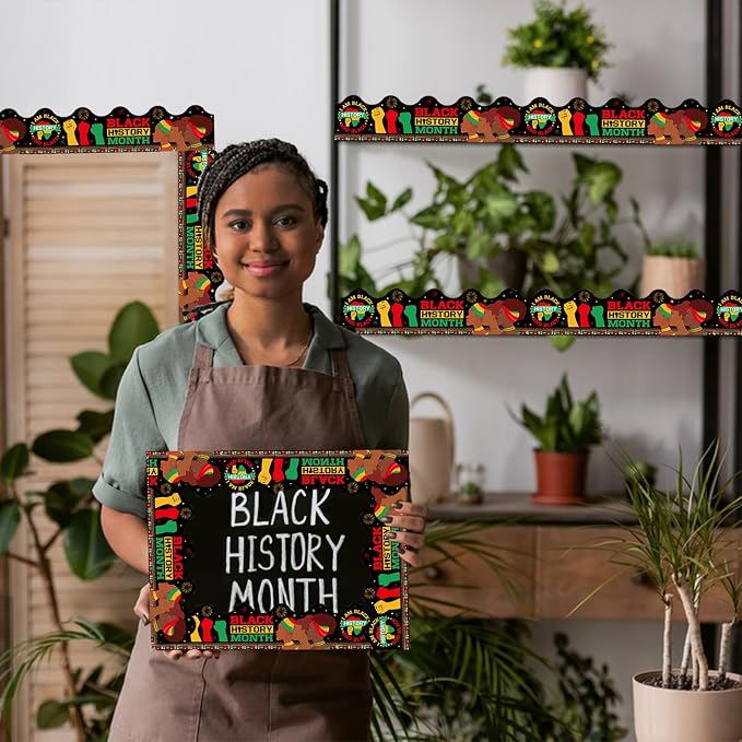 69 Feet Black History Month Bulletin Board Scalloped Kente Borders Classroom