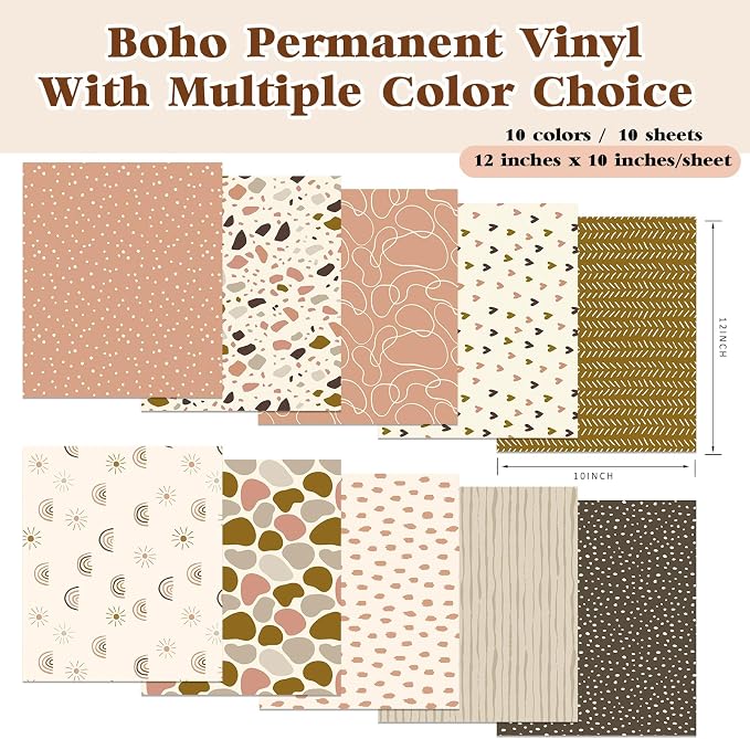 Tintnut Boho Geometry Permanent Vinyl 10 Sheets 12x10in Adhesive Vinyl | Line