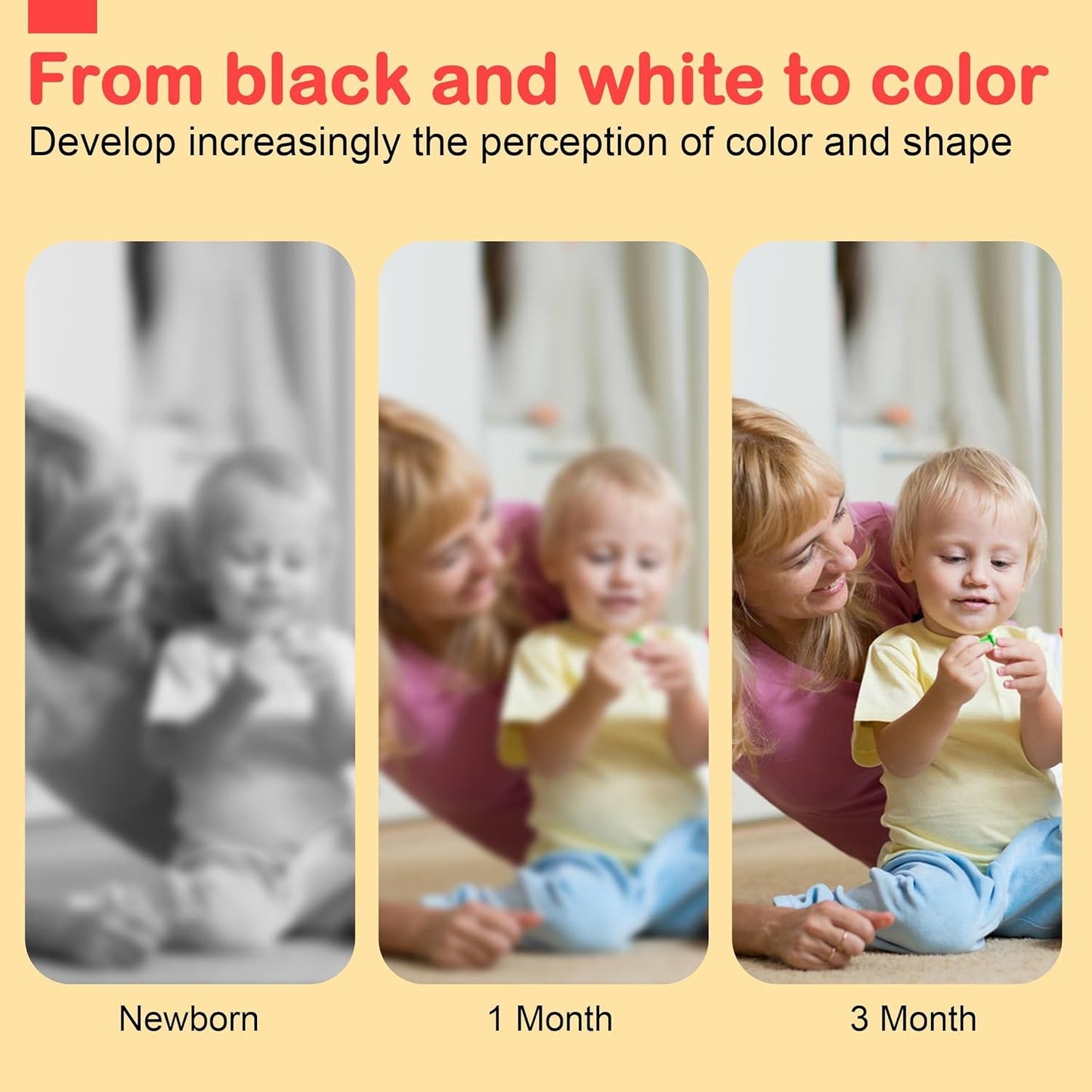 URMYWO Black and White Baby Toys, Tummy Time High Contrast Newborn Toys 0-3 Months, Soft Baby Book, Visual Stimulation Montessori Sensory Infant Toys 0-6-12 Months, Shower Gift for Boys Girls