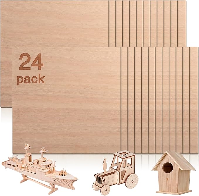24 Pcs Mahogany Plywood Sheets, School DIY Projects, CNC Cutting, and Wood