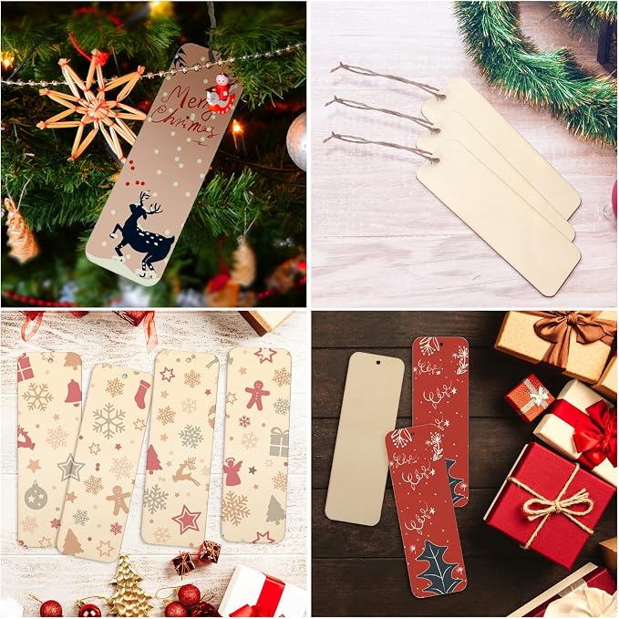 100 Sets 6 x 2 Inch Large Size Wooden Bookmarks