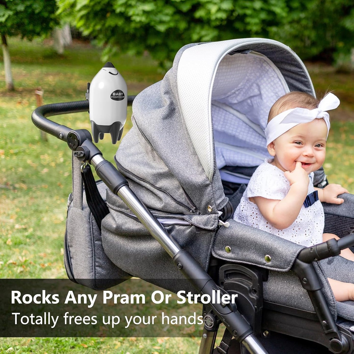QNHMPW Baby Rocker, Portable Baby Bouncer Gently Rocks Any Stroller or Pram, Baby Vibrating Soother Adjustable Speed and USB Rechargeable, Baby Sleep Aid Newborn Essentials Must Haves Gifts