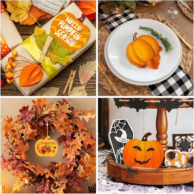36Pcs Wooden Pumpkins Ornaments to Paint Halloween Thanksgiving Decoration